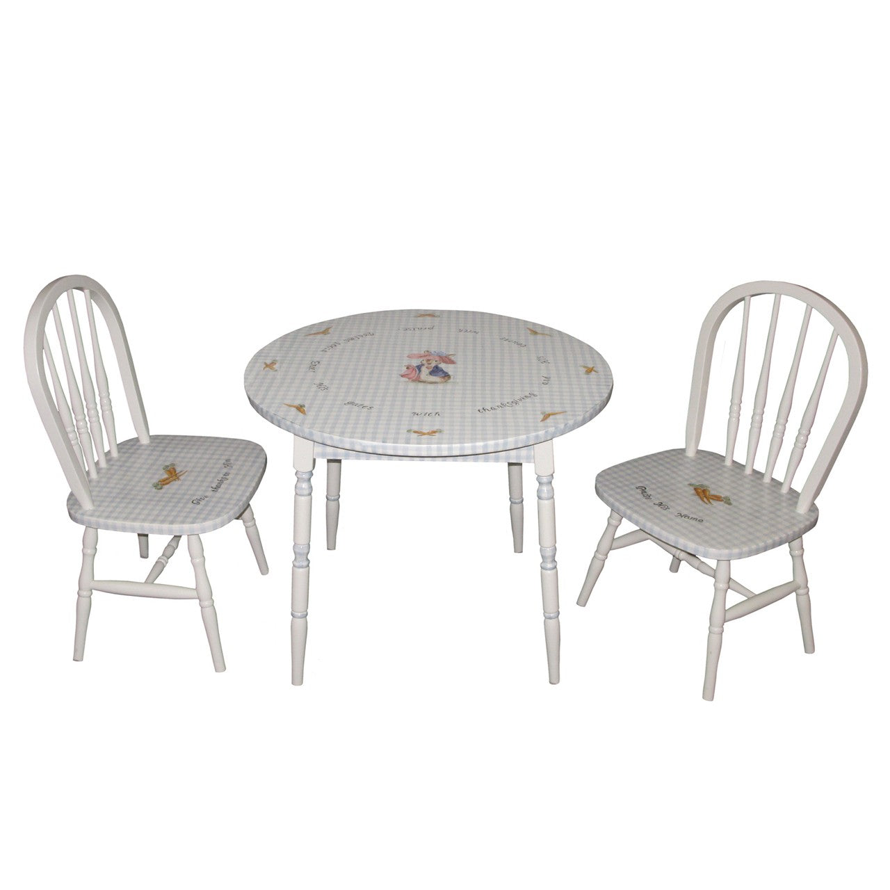 Round Play Table and Chair Set - Enchanted Forest Blue Gingham