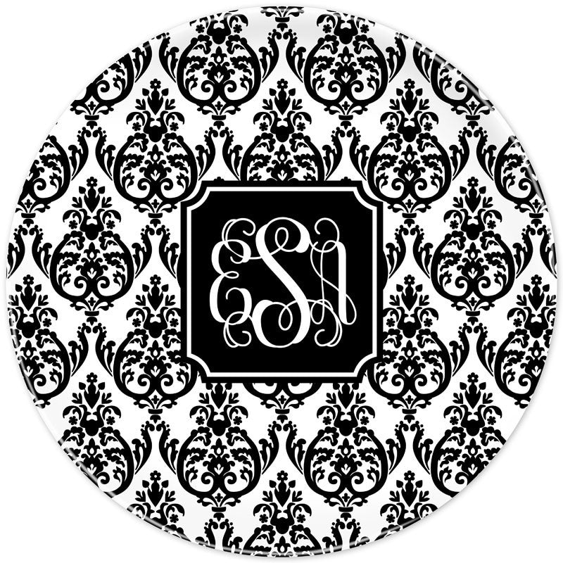 boatman geller madison damask white with black plate