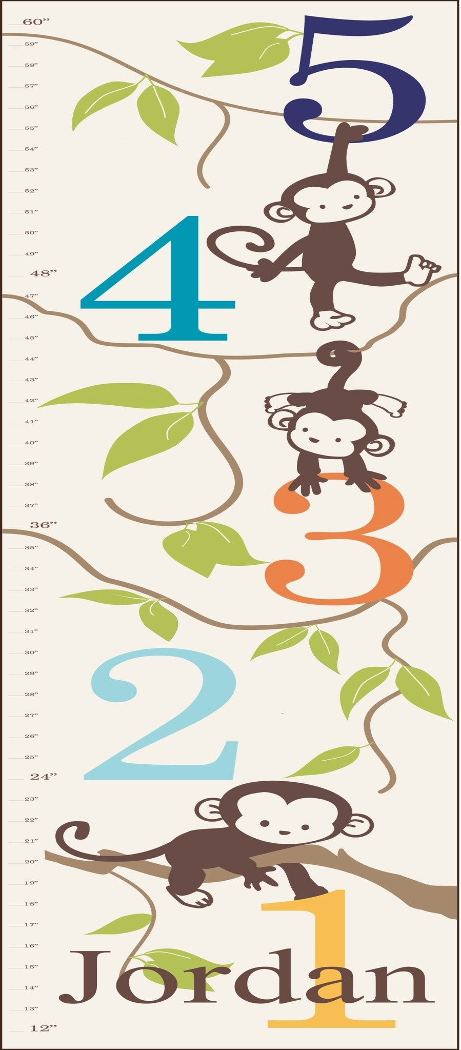 personalized monkeying around boy canvas growth chart