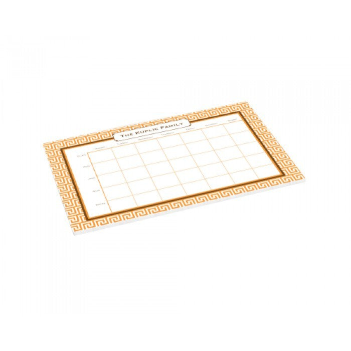 orange greek key schedule pad