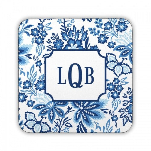Classic Floral Blue Square Coaster