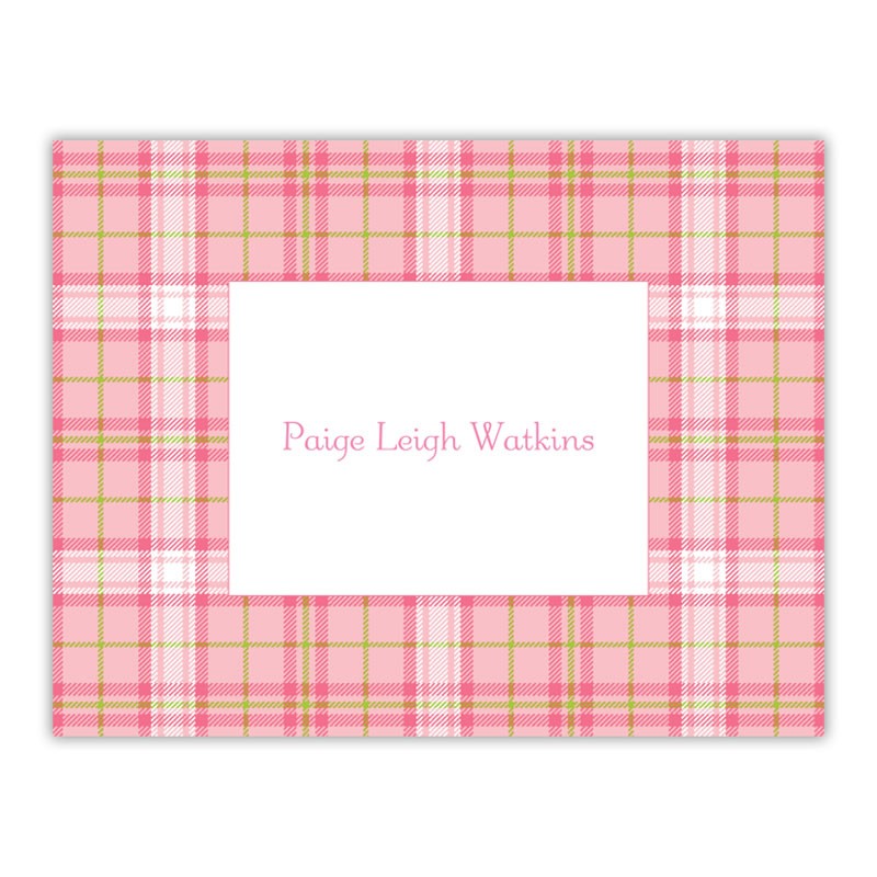 boatman geller plaid pink foldover note