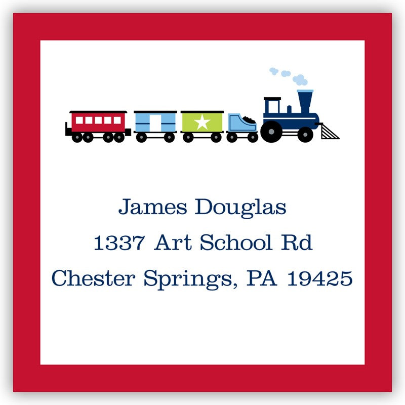 boatman geller choo choo train square sticker