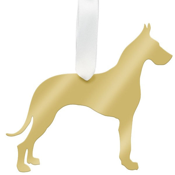 moon and lola great dane christmas ornament - gold