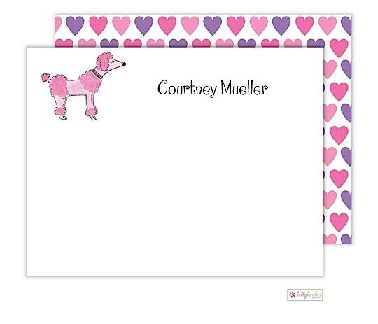 personalized - pink poodle flat notes