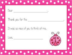 personalized thank you notes ladybug fill-in thank you