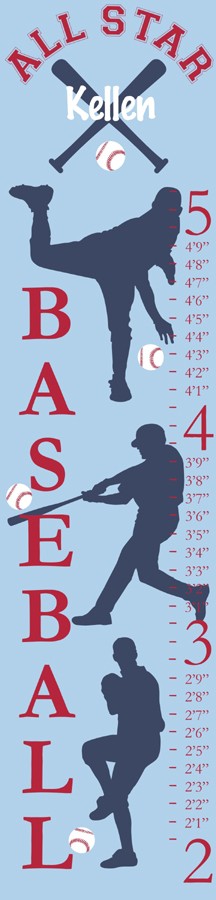 personalized all start baseball canvas growth chart