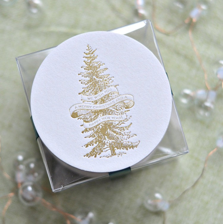 Gold Foil Stamped Tree Coasters