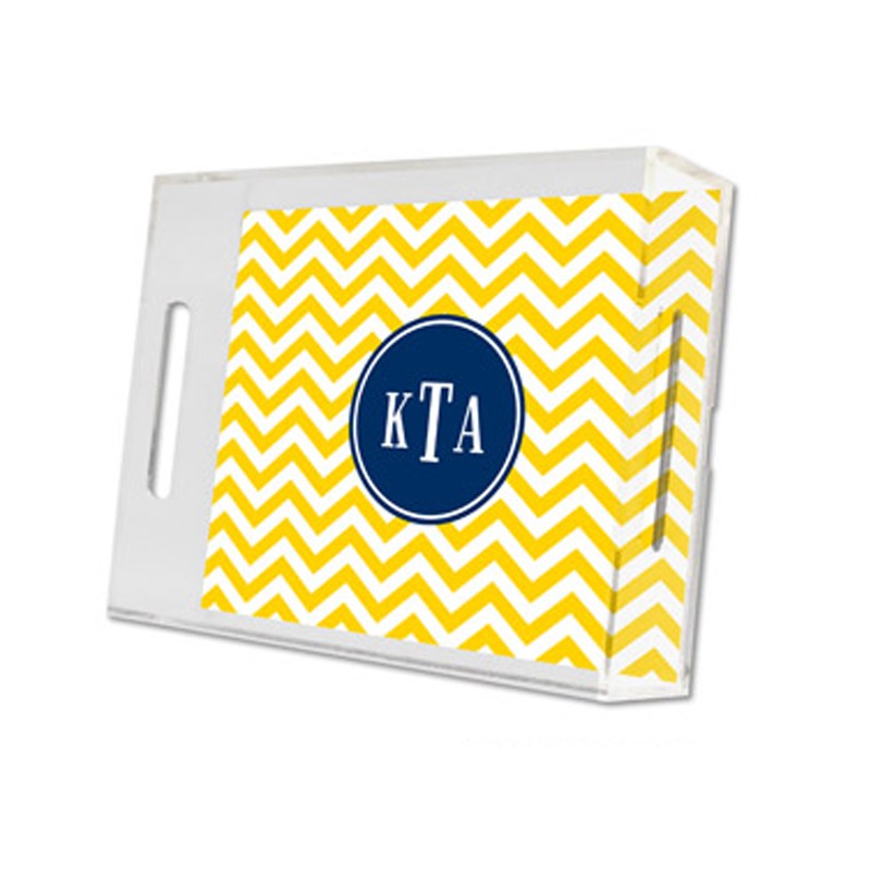 chevron sunflower lucite tray - small