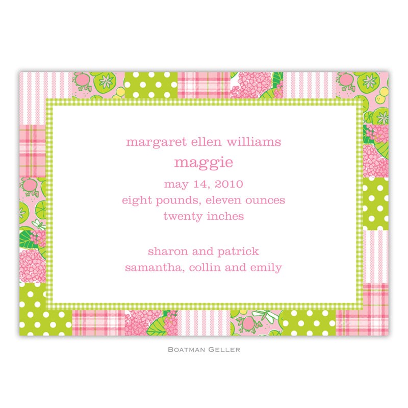 boatman geller patchwork pink large flat notecard