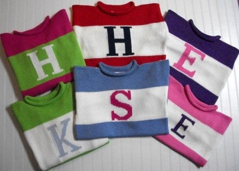 wide stripe initial sweater