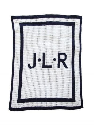 personalised initials & double border blanket