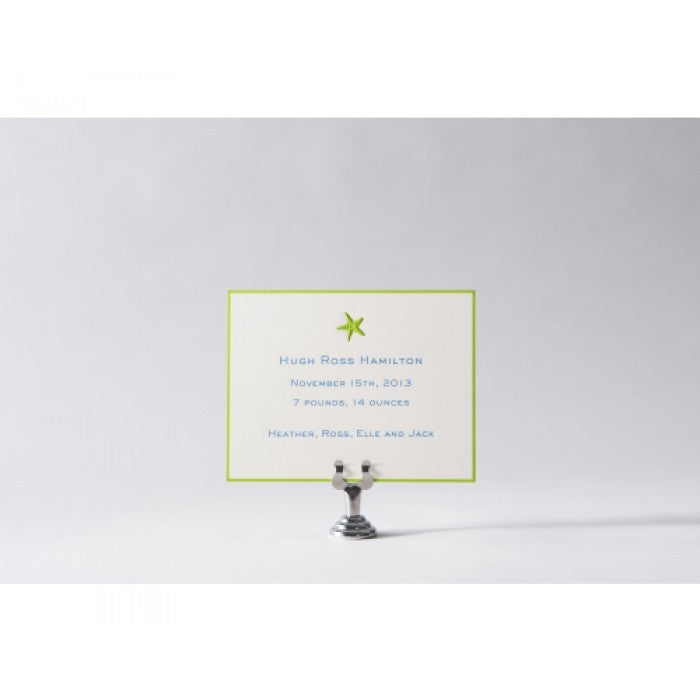 engraved seastar baby announcement - hugh ross