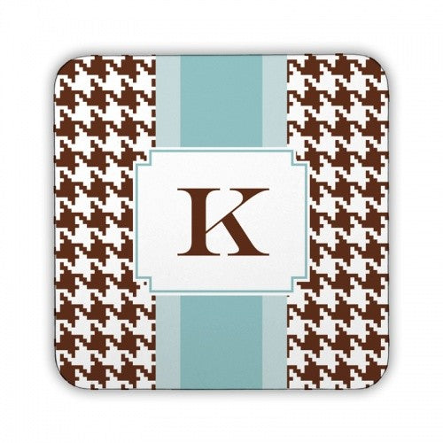 Alex Houndstooth Chocolate Square Coaster