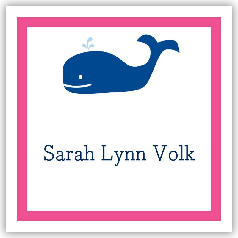 boatman geller whale navy square sticker