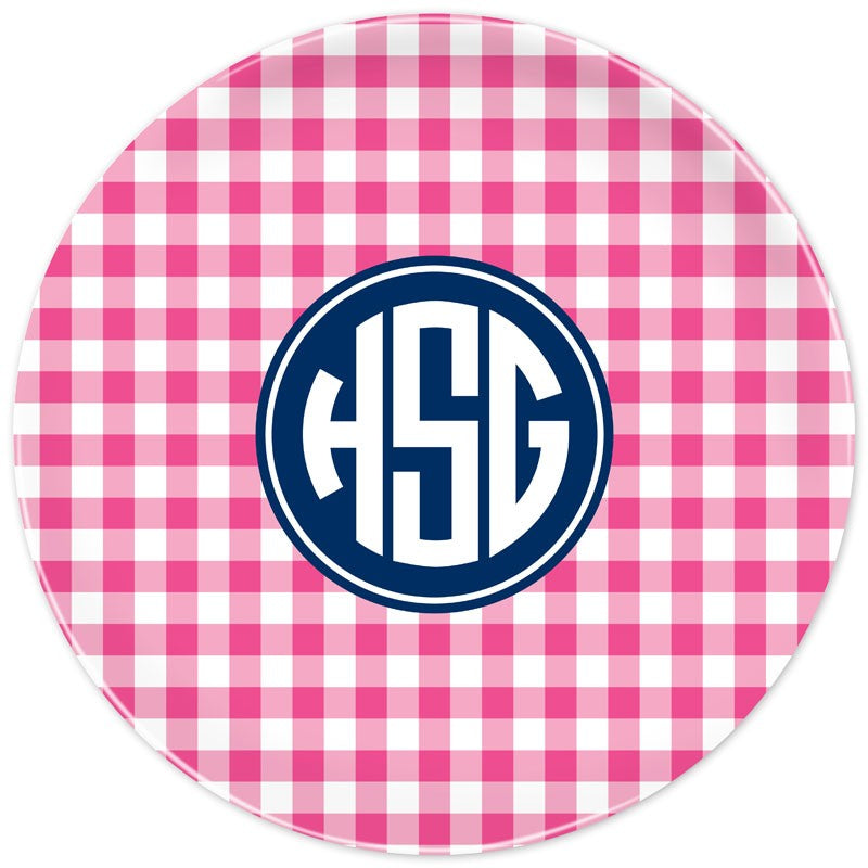 boatman geller classic check raspberry plate