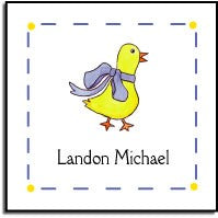 personalized stickers ducklings in blue