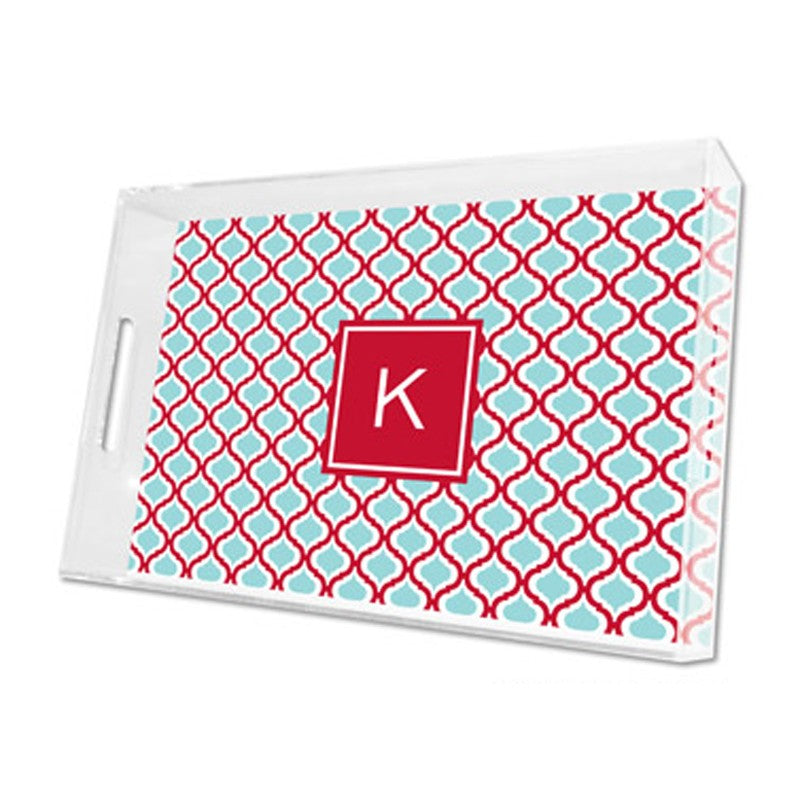 kate red & teal lucite tray - large
