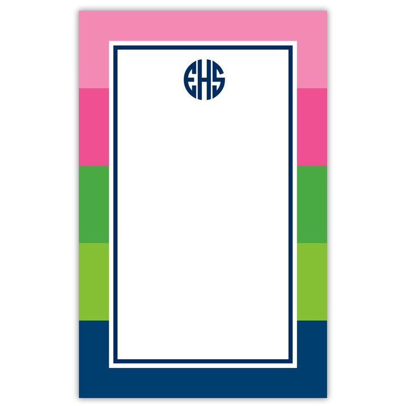 boatman geller bold stripe pink, green & navy notepad
