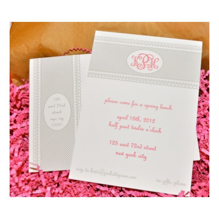 monogram luncheon invitations