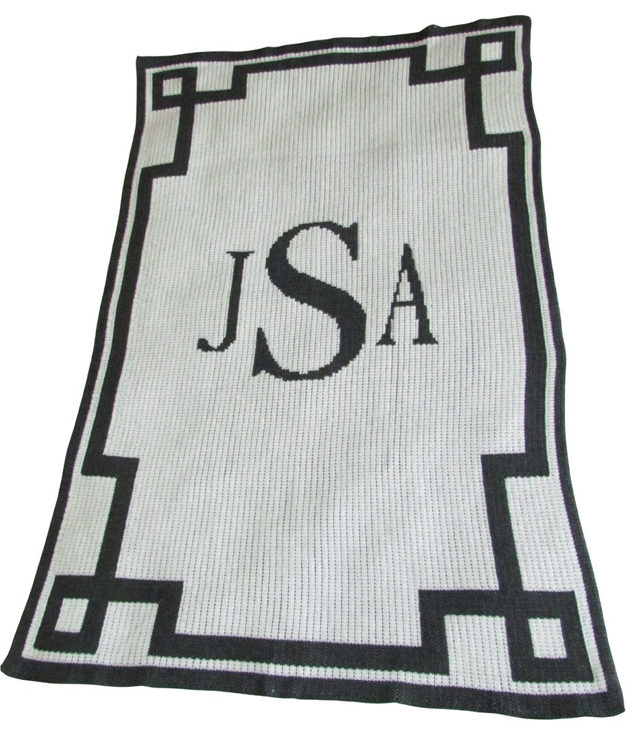 personalized monogram and scroll blanket