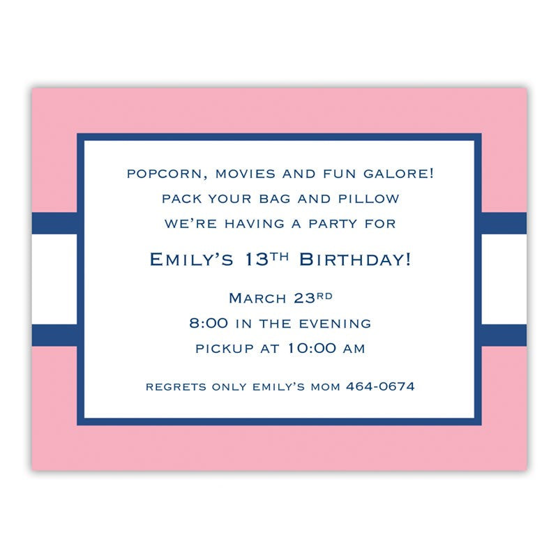 boatman geller stripe light pink & navy small flat notecard