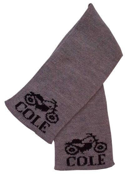 personalized scarf with name and vintage motorcycle