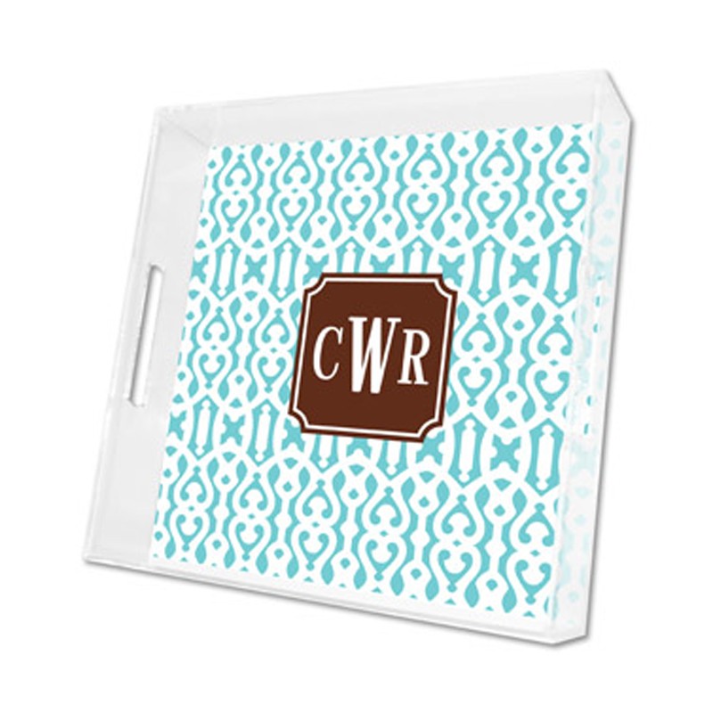 cameron teal lucite tray - square