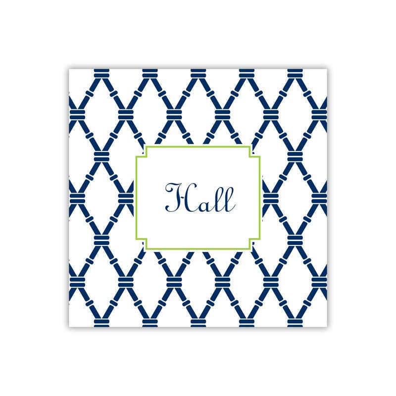bamboo navy & green square paper coaster set of 50