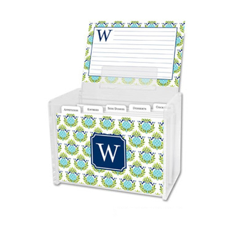 boatman geller pineapple repeat teal recipe box