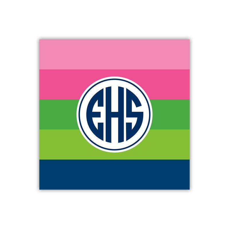 bold stripe pink, green & navy square paper coaster set of 50