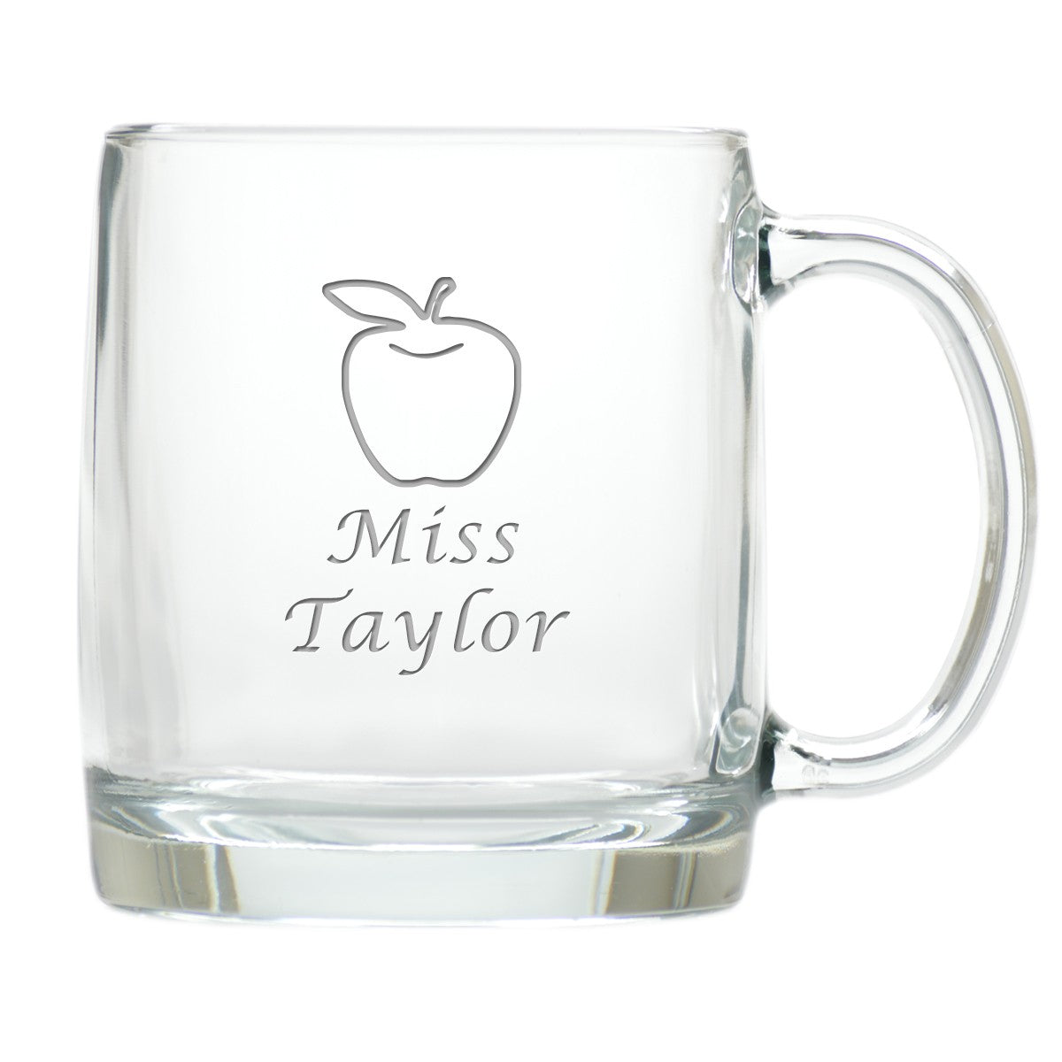 large glass mug - apple teacher name
