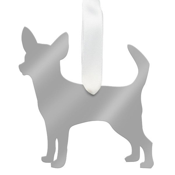 moon and lola chihuahua christmas ornament - silver