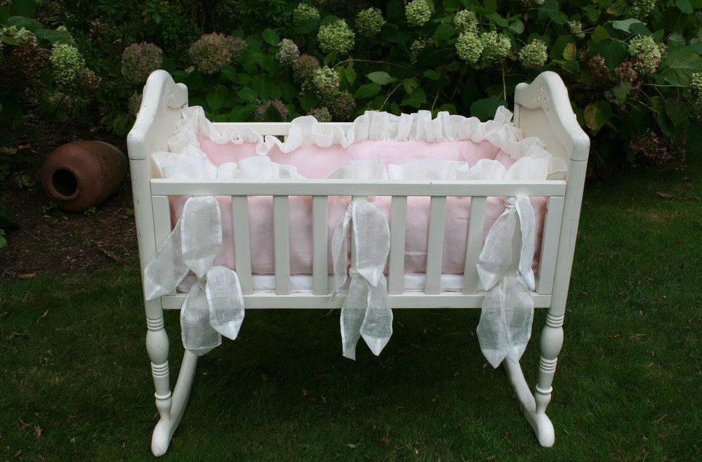 laundered linen cradle set (contact us for pricing)