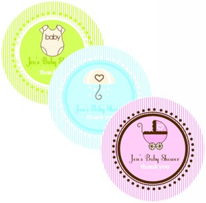 baby shower favor round labels 2.25" (set of 24)