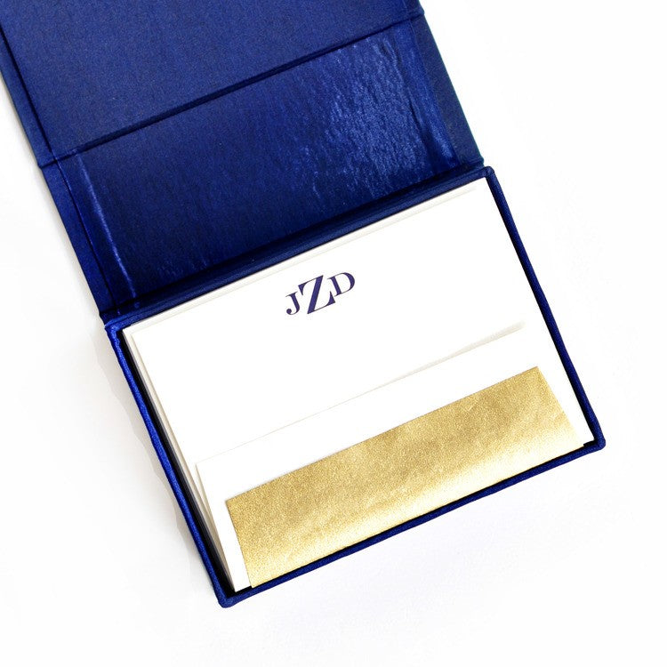 petite navy silk stationery box - p1