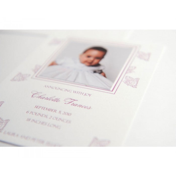 letterpress butterfly baby announcement - charlotte