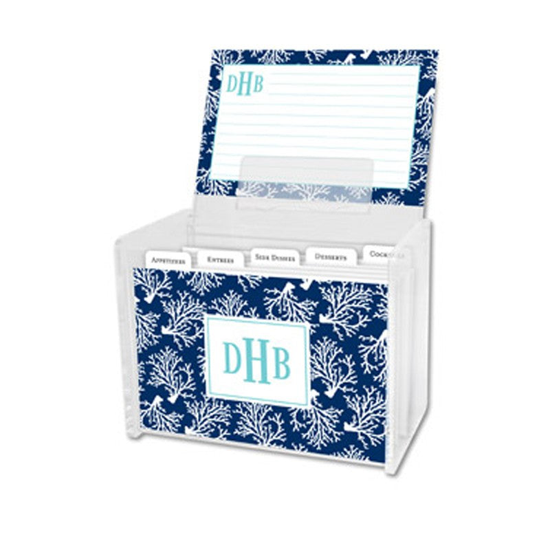 boatman geller coral repeat navy recipe box