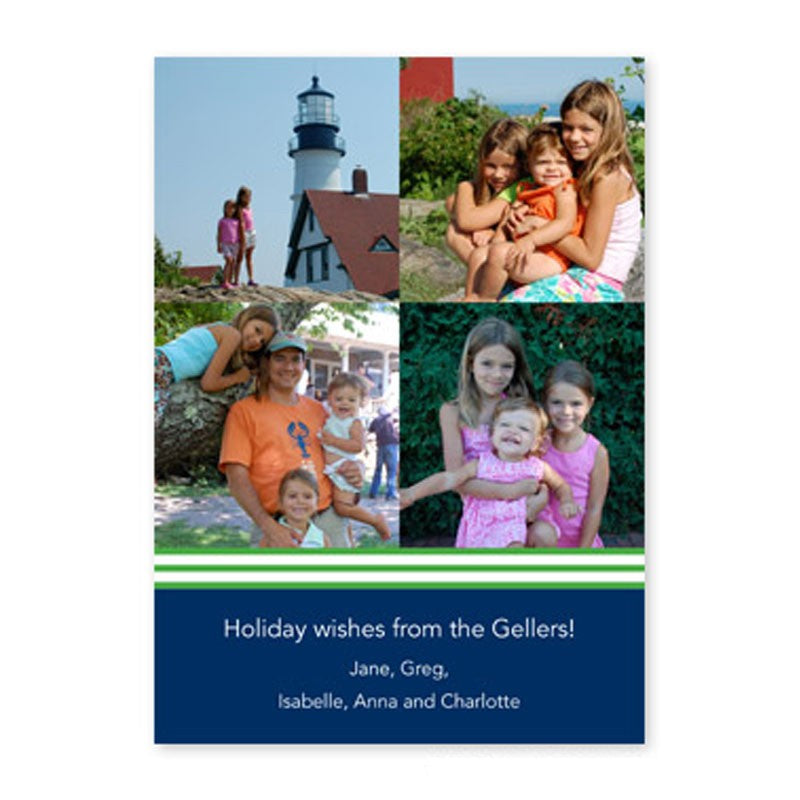 boatman geller ribbon stripe - kelly & navy photocard
