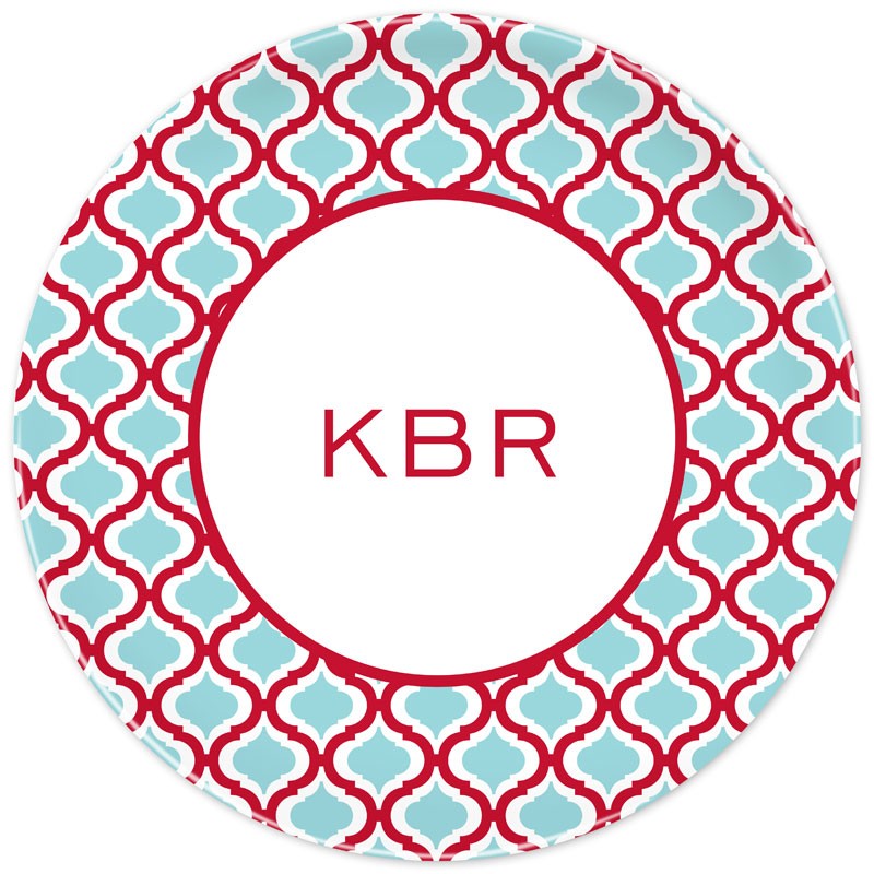 boatman geller kate red & teal plate