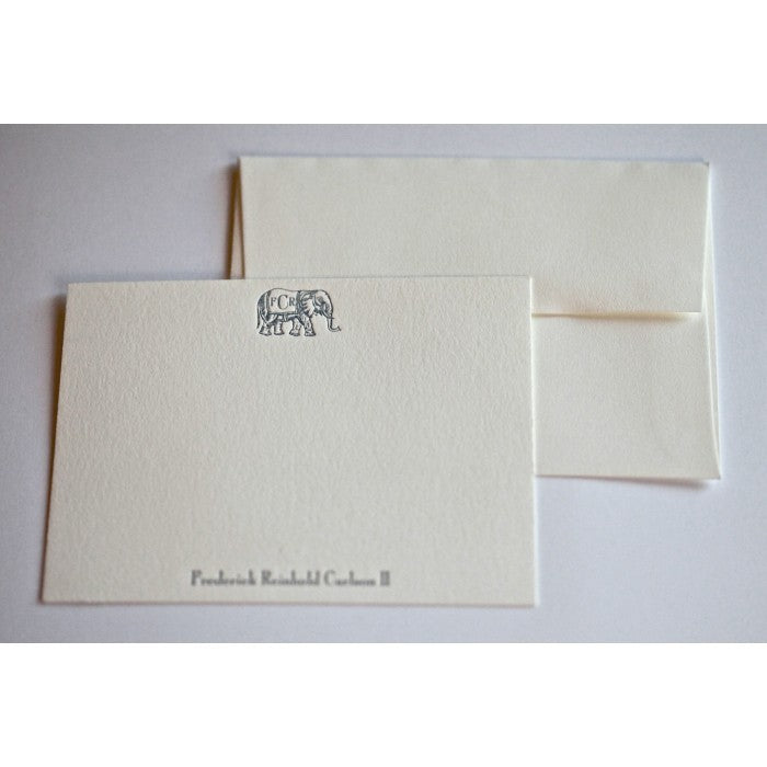monogram elephant baby stationery