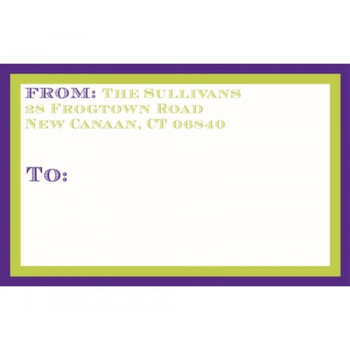green purple mailing stickers