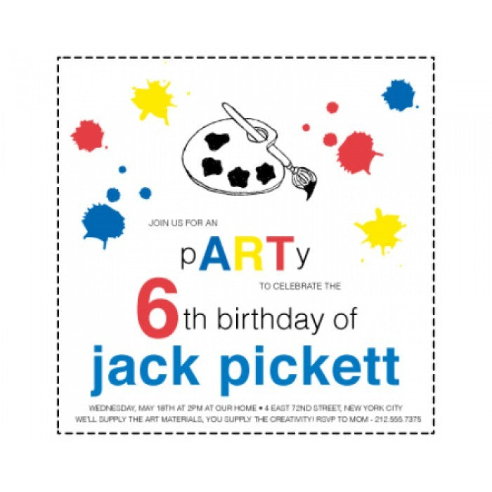kid's parties invitations - little artist