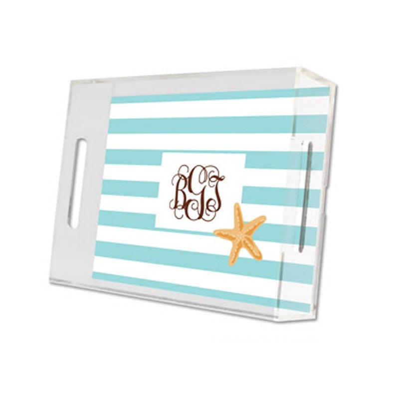 stripe starfish lucite tray - small
