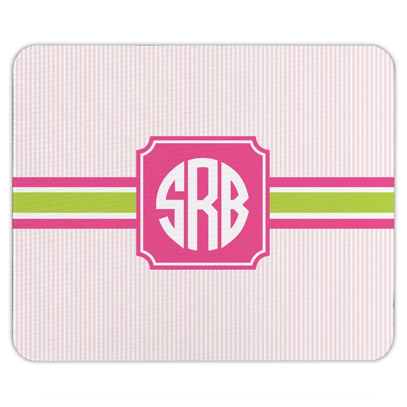 boatman geller seersucker band pink & green mouse pad