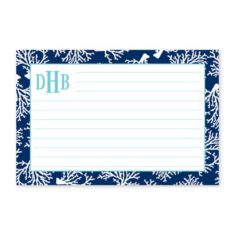 boatman geller coral repeat navy recipe card