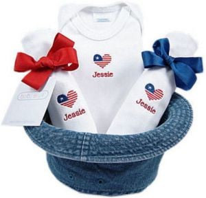 personalized flag baby gift set