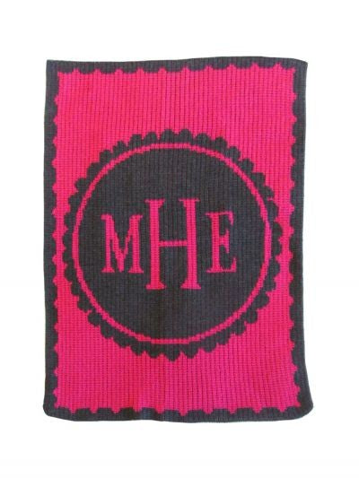 personalized scalloped monogram blanket