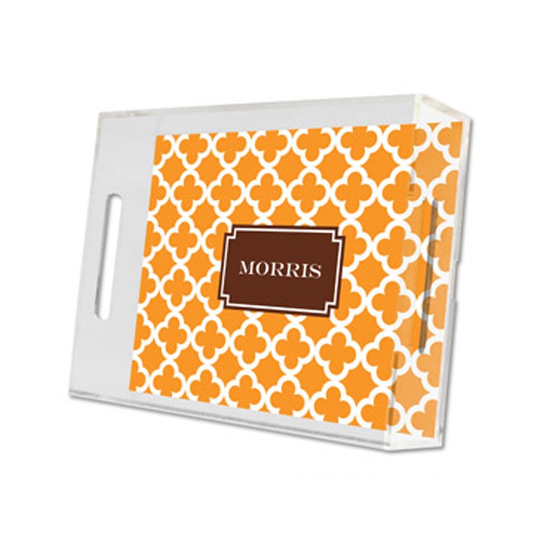 bristol tile tangerine lucite tray - small