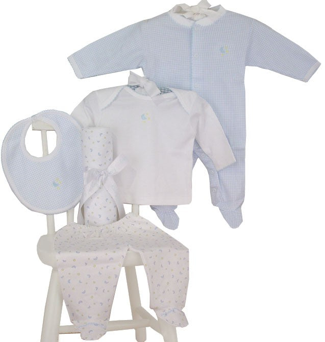blue moon and star layette set